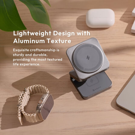 แท่นชาร์จไร้สาย ADAM elements Mag 3 Pro Qi2 3-in-1 Foldable Travel Charging Station สีเทาเข้ม_8